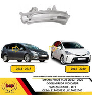 TOYOTA PRIUS PLUS 2012 β 2020 DOOR MIRROR INDICATOR PASSENGER SIDE LEFT